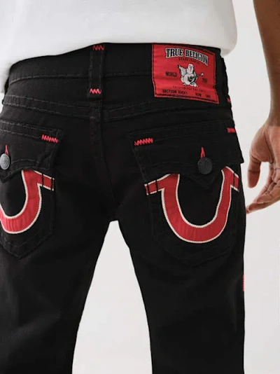True Religion Ricky Super T Zigzag Logo Straight Jean In Black
