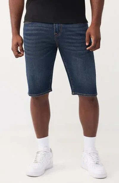 True Religion Ricky T-flap Pocket Denim Shorts In Blue