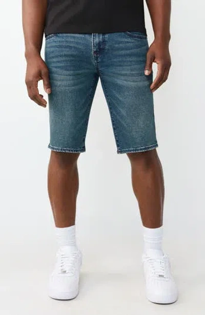 True Religion Rocco Big T Snap Flap Shorts In Blue