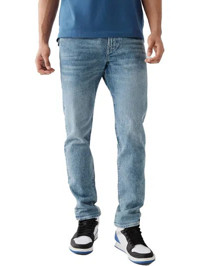 True Religion Rocco Mens Relaxed Whisker Wash Skinny Jeans In Blue