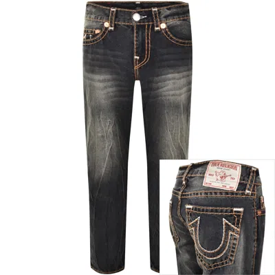 True Religion Rocco Quad Logo Dark Wash Jeans In Gray