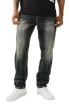 True Religion Rocco Super T No Flap Quadruple Logo Jeans In Dark Metal Wash