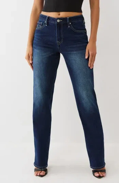 True Religion Sarah High Rise Straight Leg Jeans In Blue