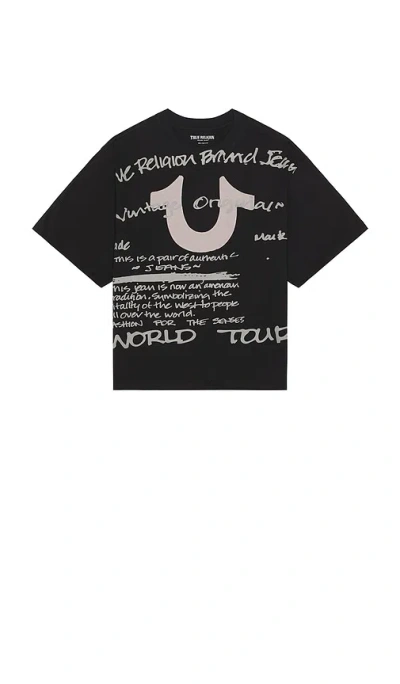 True Religion Script Boxy Tee In Black