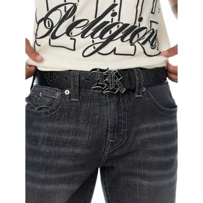 True Religion Script Horseshoe Belt In Black