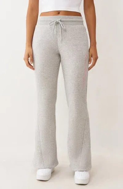 True Religion Script Logo Flare Leg Sweatpants In Gray