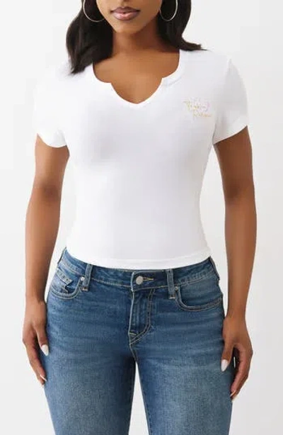True Religion Script Notch T-shirt In White