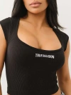 True Religion Seamless Square Neck Crop Top In Black