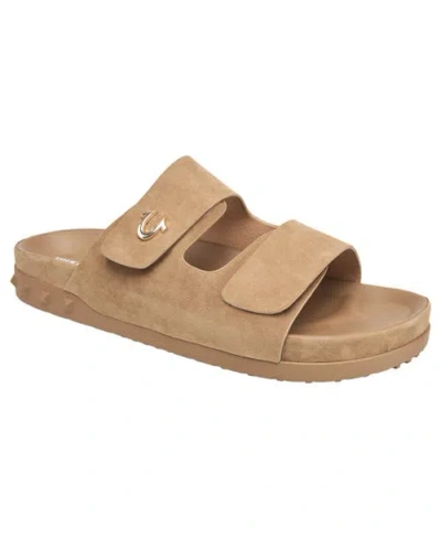 True Religion Sean Double Strap Metal Logo Sandal In Brown