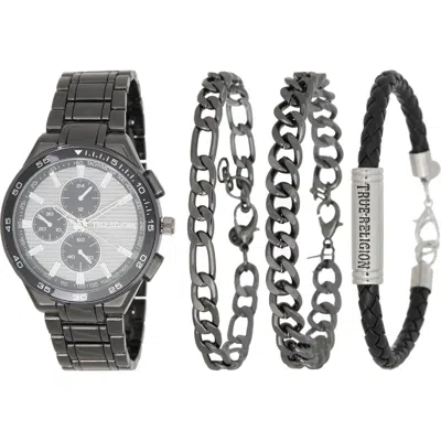 True Religion Set Of 3 Bracelets & Quartz Bracelet Watch Set, 44mm X 55mm In Black