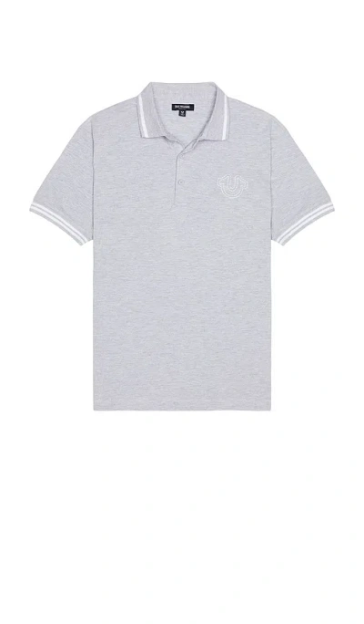 True Religion Short Sleeve Big T Horseshoe Polo In Gray