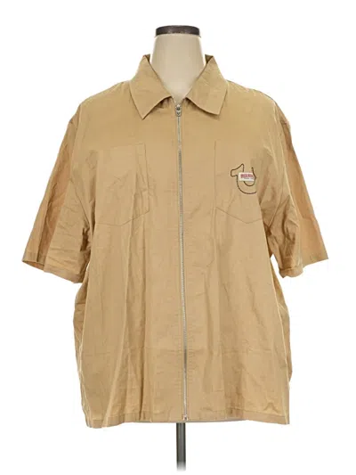 Pre-owned True Religion Short Sleeve Button Down Shirt In Tan