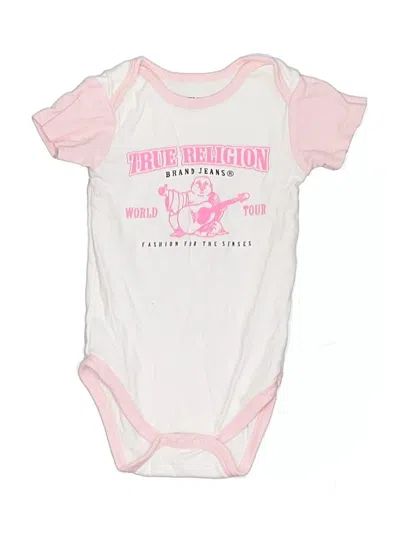 Pre-owned True Religion Kids' Short Sleeve Onesie In Pink