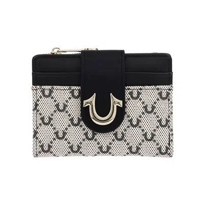 True Religion Signature Horseshoe Tab Wallet - Monogram Print In Black