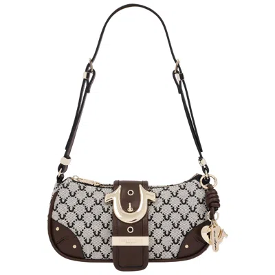 True Religion Signature Horseshoe Zip Top Bag In Gold
