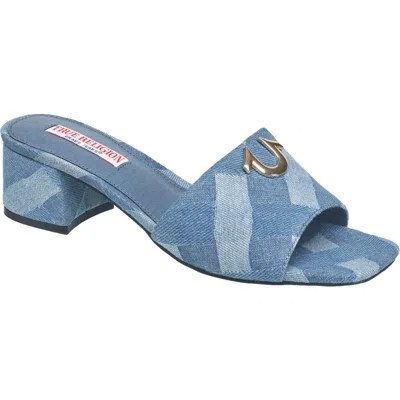 True Religion Single Strap Logo Block Heel In Multi
