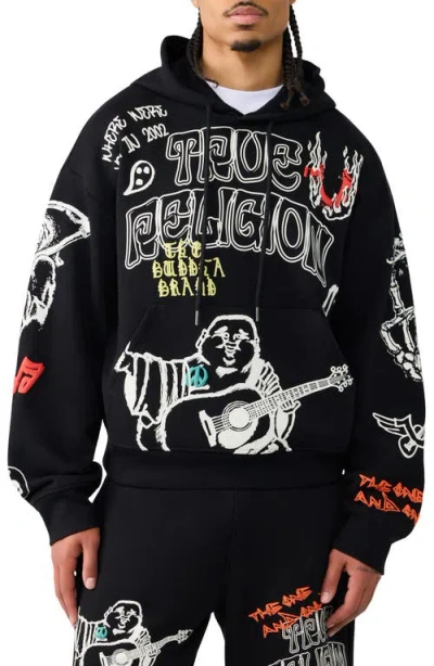 True Religion Sketch Logo Boxy Zip-up Hoodie In Multi