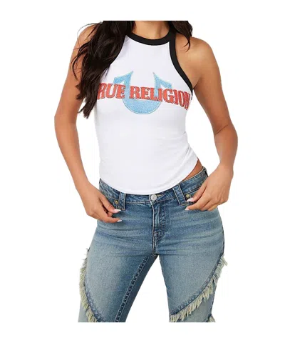 True Religion Dn Halter Tank In White/black
