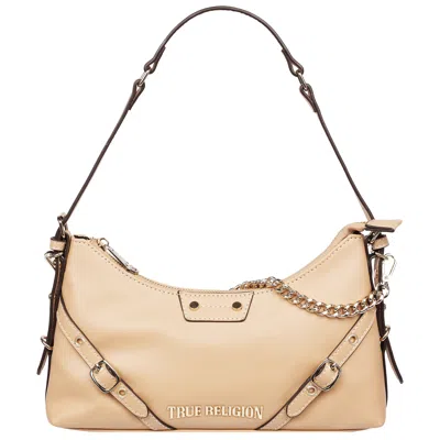 True Religion Smooth Pu Belted Shoulder Bag In Brown