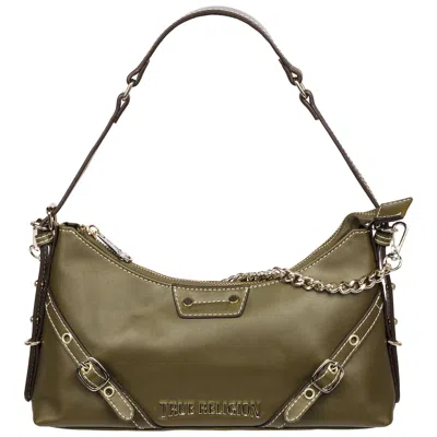 True Religion Smooth Pu Belted Shoulder Bag In Green