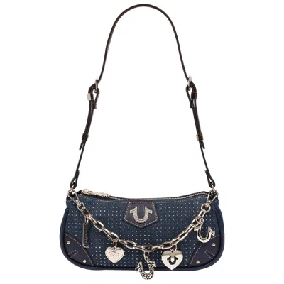 True Religion Sparkle Denim Shoulder Bag In Blue