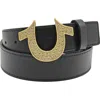 True Religion Sparkle Sage Horseshoe Buckle Belt In Black