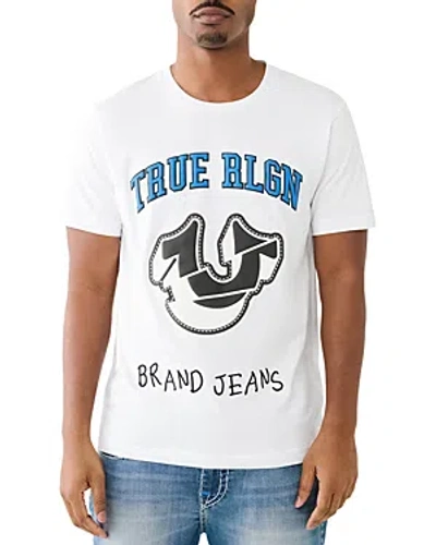 True Religion Spliced Logo Graphic Tee In Optic White