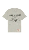 True Religion World Tour Graphic Heavyweight Tee In Grey