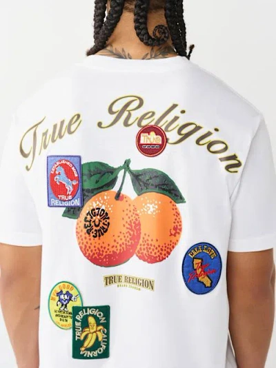 True Religion Ss Orchard Heavy Stamps T-shirt In White