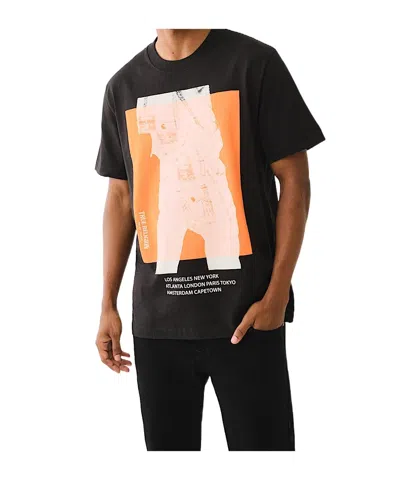 True Religion Stacked Jean Graphic Tee In Black