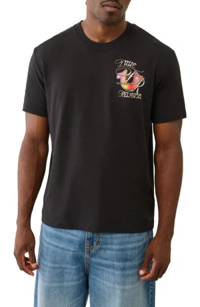 True Religion Standard Ombré Logo Graphic T-shirt In Black