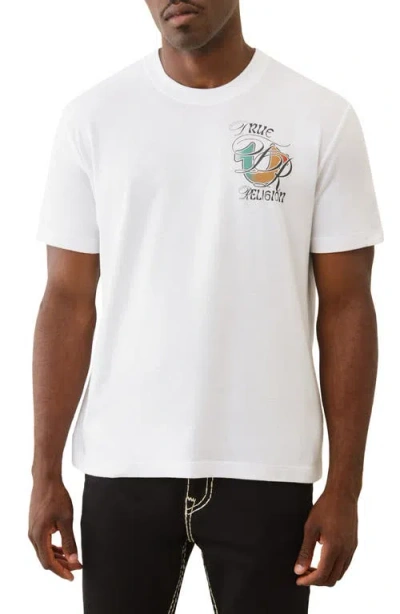 True Religion Standard Ombré Logo Graphic T-shirt In White