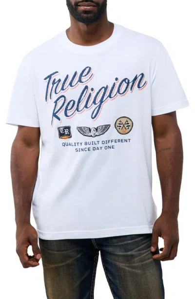True Religion Stay True Embroidered Cotton Graphic T-shirt In White