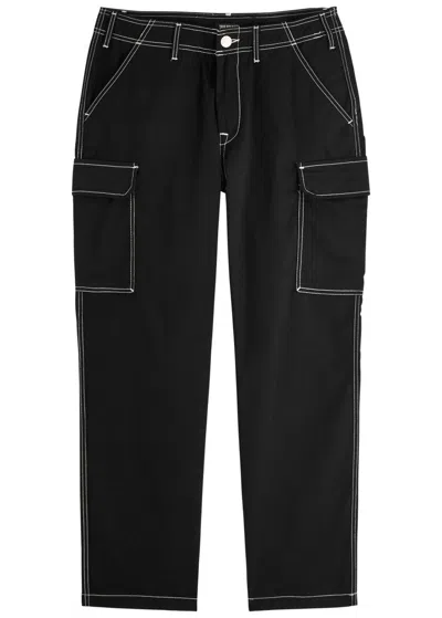 True Religion Straight-leg Twill Cargo Trousers In Black