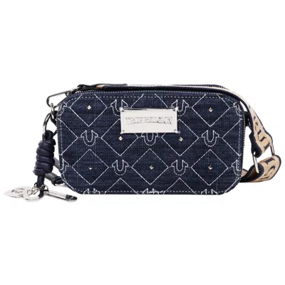 True Religion Studded Denim Camera Bag In Blue