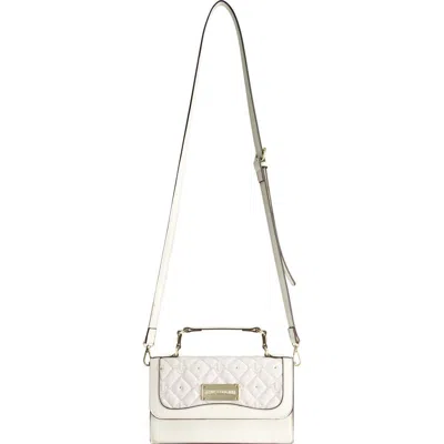 True Religion Studded Denim Flap Bag In White