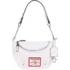 True Religion Studded Denim Shoulder Bag In White