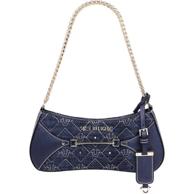 True Religion Studded Denim Shoulder Bag In Blue