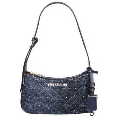 True Religion Studded Denim Shoulder Bag In Blue