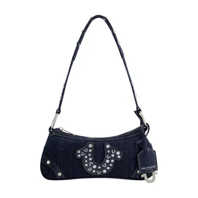 True Religion Studded Horseshoe De  Horseshoe Denim Shoulder Bag In Blue