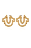 True Religion Studded Horseshoe Hoop In Gold