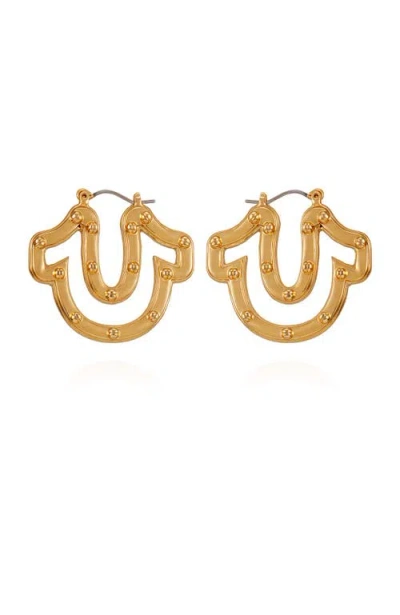 True Religion Studded Horseshoe Hoop In Gold