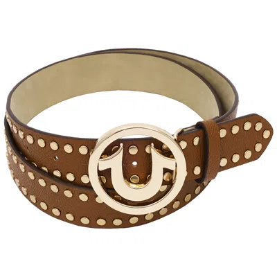 True Religion Studded Horseshoe Logo Belt Black Medium In Brown