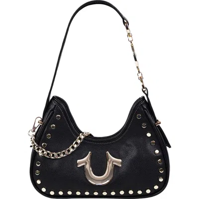 True Religion Studded Horseshoe Shoulder Bag In Black