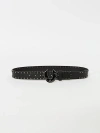 True Religion Studded Script Horseshoe Buckle Belt In Black