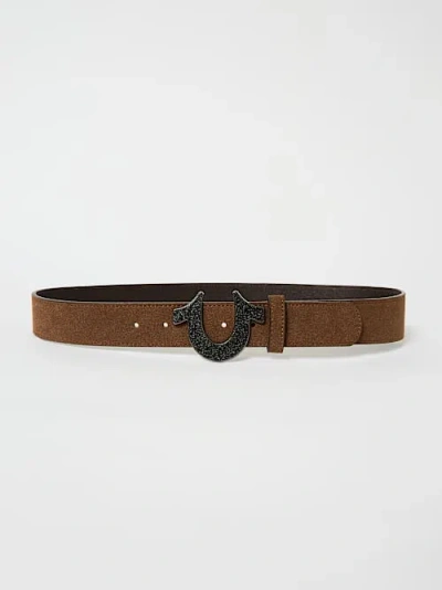 True Religion Suede Horseshoe Belt In Brown
