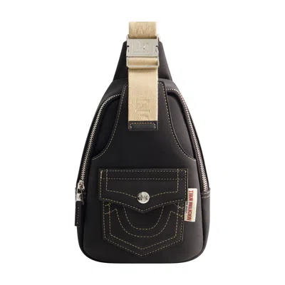 True Religion Suede Sling With Horseshoe Front Pocket In Black