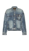True Religion Super T Cropped Denim Jacket In Blue