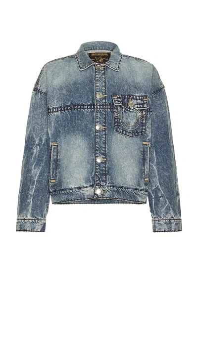 TRUE RELIGION SUPER T CROPPED DENIM JACKET