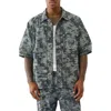 True Religion Super T Oversize Short Sleeve Distressed Denim Button-up Shirt In Multi